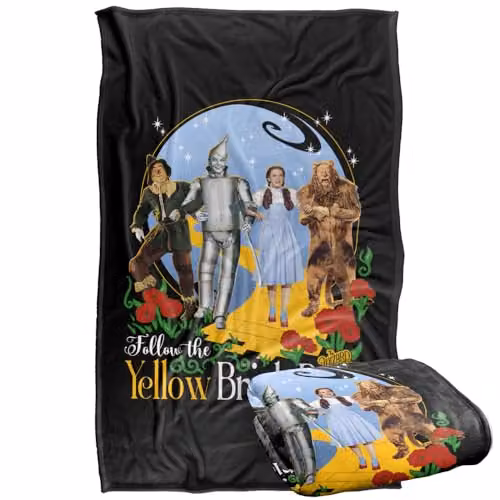 LOGOVISION The Wizard Of Oz Yellow Brick Road Super Soft Fleece Throw Blanket, Multicolour, W: 91 cm, D: 147 cm