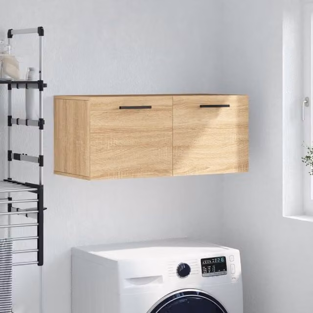 Berkfield Home Wall Mounted Sonoma Oak Cabinet in Brown, W/D/H: 80 x 36.5 x 35 cm – 1