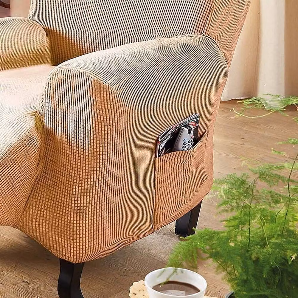Coopers of Stortford Beige 4-Way Stretch Recliner Chair Cover with Side Pocket – 2