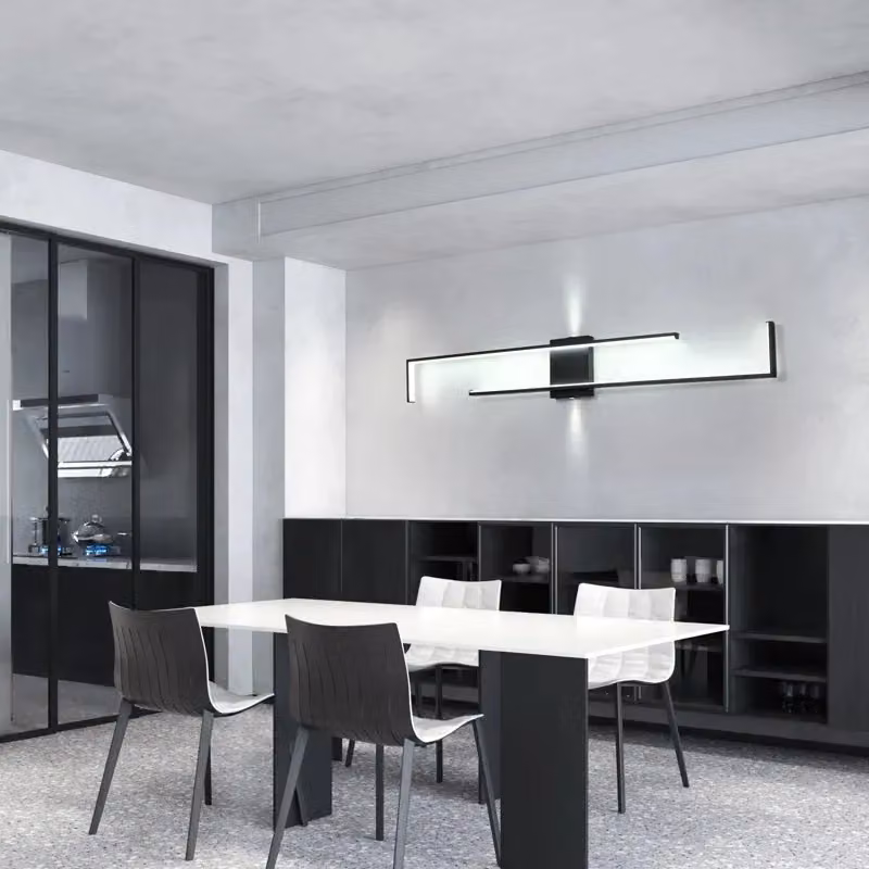 Garwarm Black Aluminium LED Flush Mounted Up and Down Wall Sconce Bar, Length: 140 cm – 2
