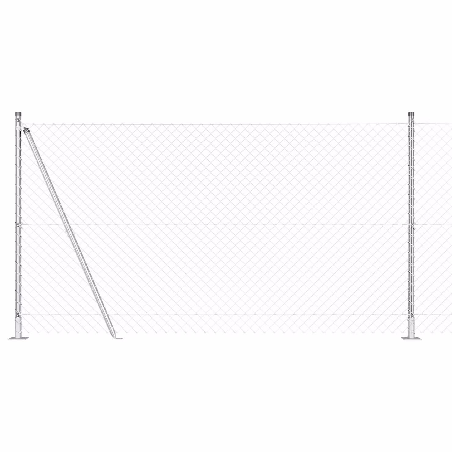 Berkfield Home Silver Galvanised Steel Chain Link Fence with 13 Flanged Posts, H: 120 cm, W: 25 m – 2