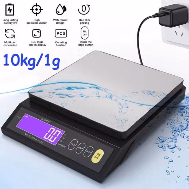 NESTLUNE Digital Electronic Kitchen Scales with LCD Display, Black, 10kg Capacity – 1