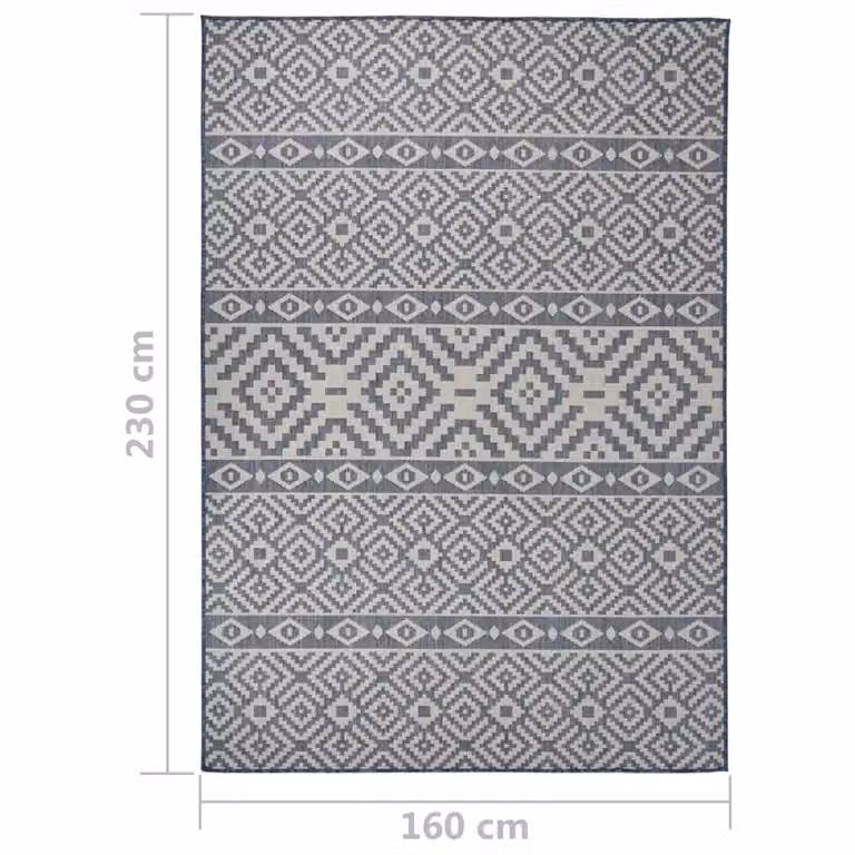Berkfield Home Blue Striped Outdoor Flatweave Rug, Diameter: 160 cm