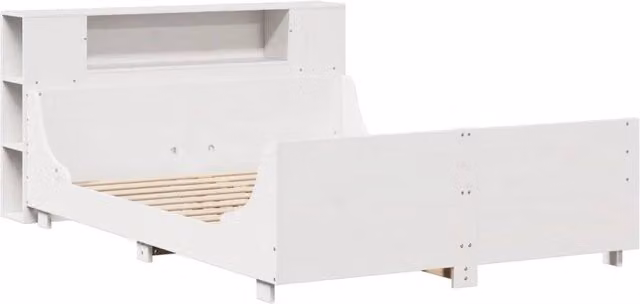 Berkfield Home King Size Solid Pine Bed Frame in White, W/D/H: 200 x 150 x 82 cm
