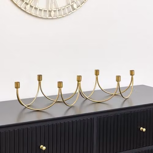 Melody Maison Gold Wave Modern Metal Multi Taper Candle Holder – 1