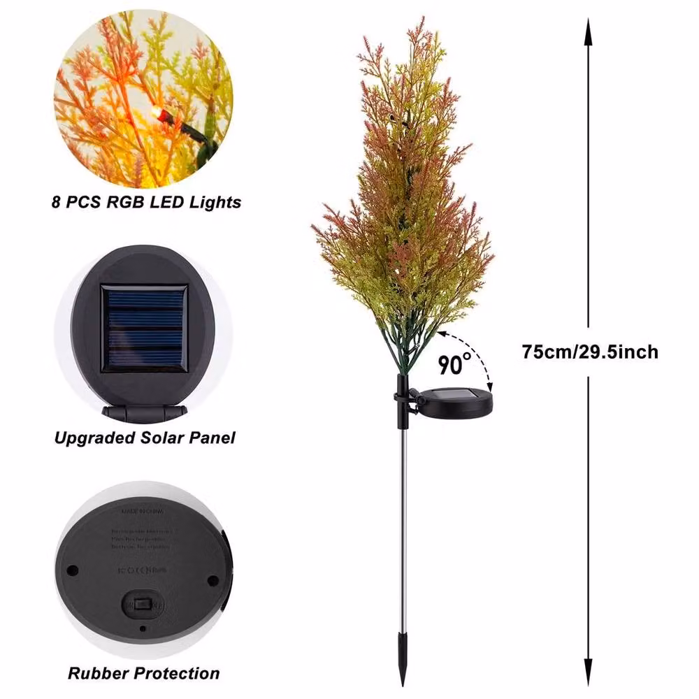 SPETLEK 2x Multicolour LED Solar Christmas Tree Stake Lights with Ground Spike, Black, H 100 cm x W 15 cm – 2