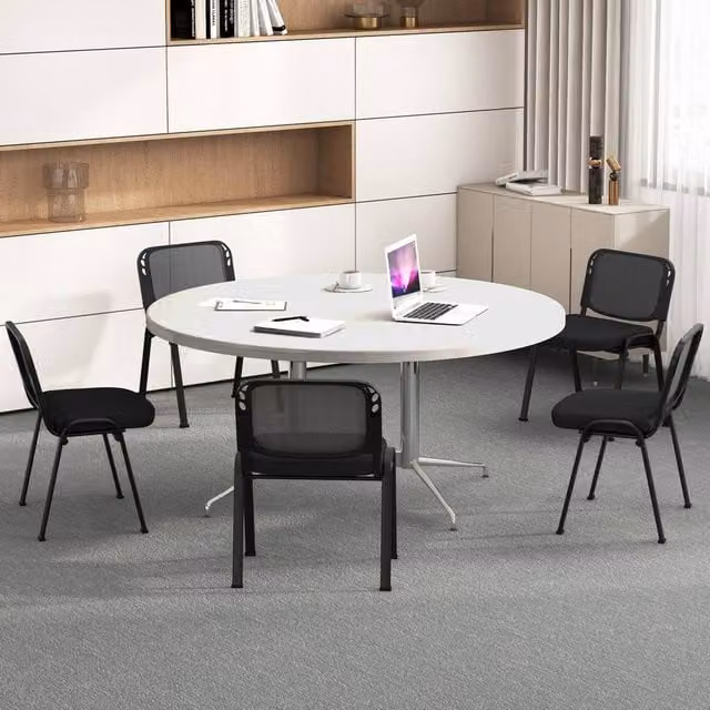 Costway Set of 2 Stackable Black Fabric Meeting Room Chairs with Backrest