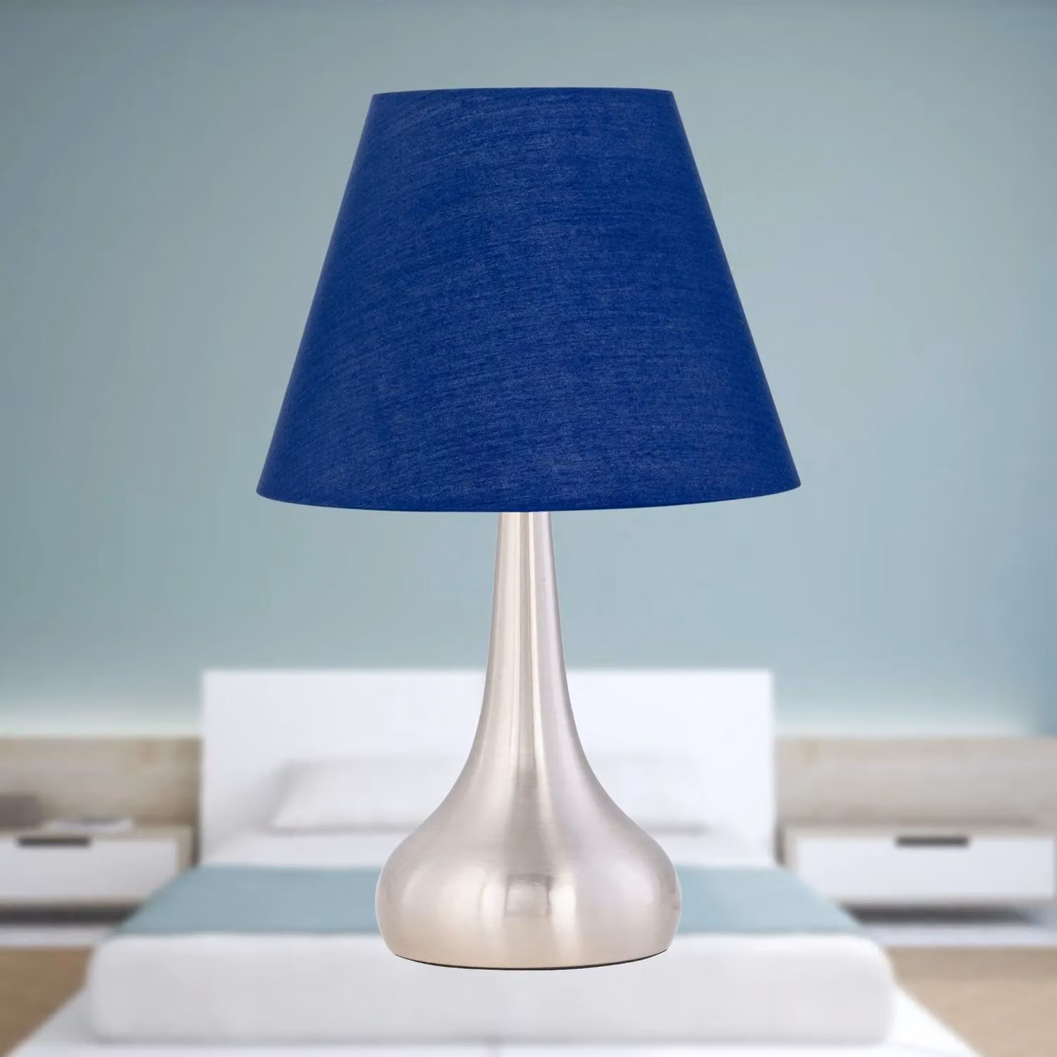 First Choice Lighting Blue Fabric Tapered Cone Lamp Shade, Diameter: 20 cm – 3