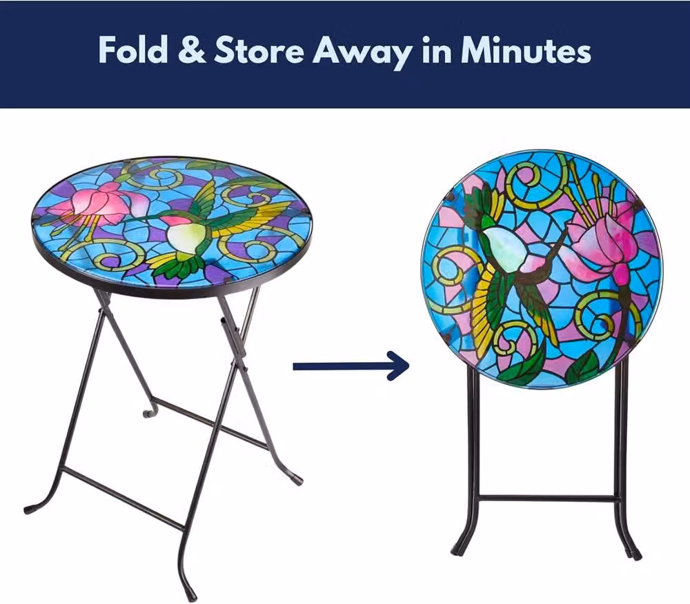 Marco Paul Hummingbird Outdoor Glass Bird Bath in Multicolour Floral Design – 6