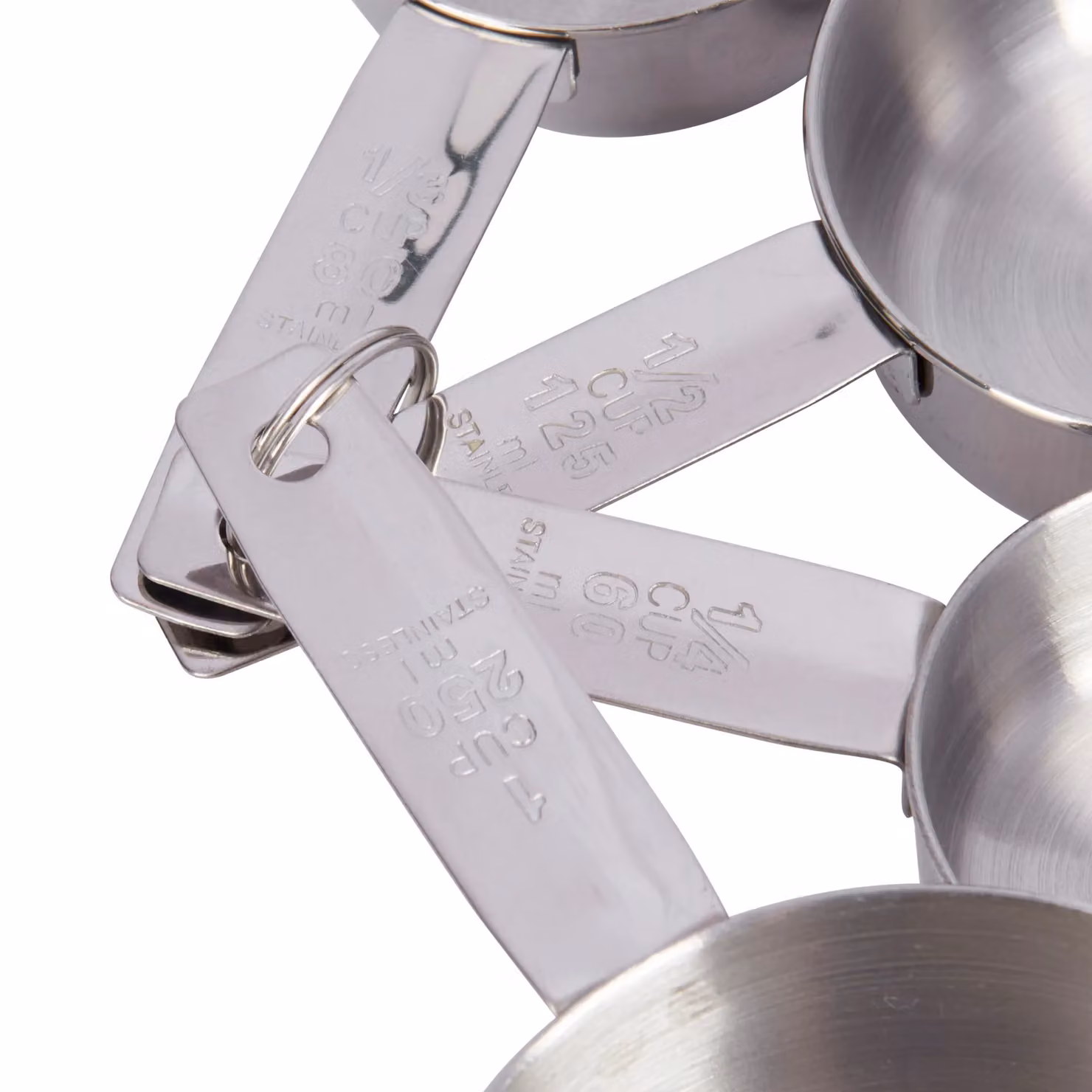 KitchenCraft Stainless Steel Nesting Measuring Cup Set with Printed Scale, Silver, 4 Piece – 4