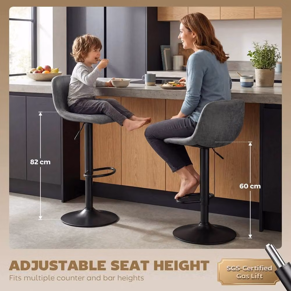 FORGEVIO Set of 2 Modern Swivel Bar Stools in Grey – 3