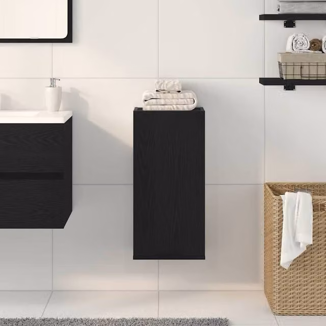 Berkfield Home Black Oak Wall-mounted Cabinet, W/D/H: 32 x 20 x 67 cm