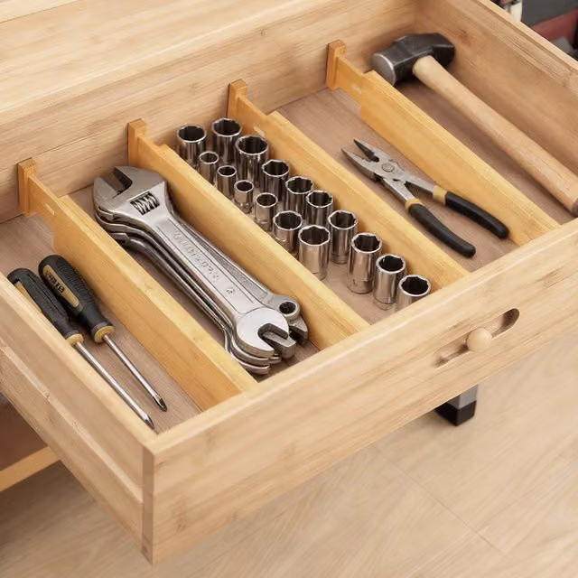 Levede Pack of 4 Adjustable Bamboo Drawer Dividers in Natural Yellow
