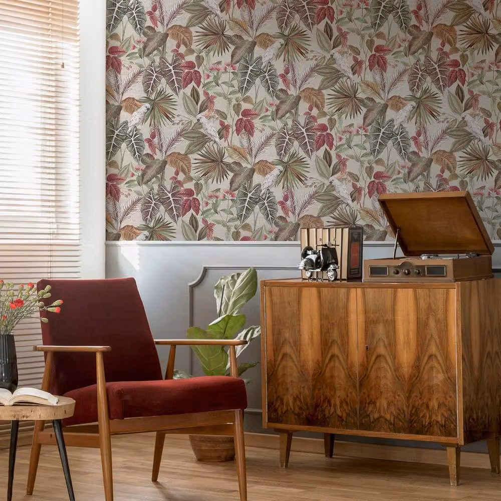 Arthouse Vintage Parrot Multicolour Botanical Vinyl Wallpaper – 4