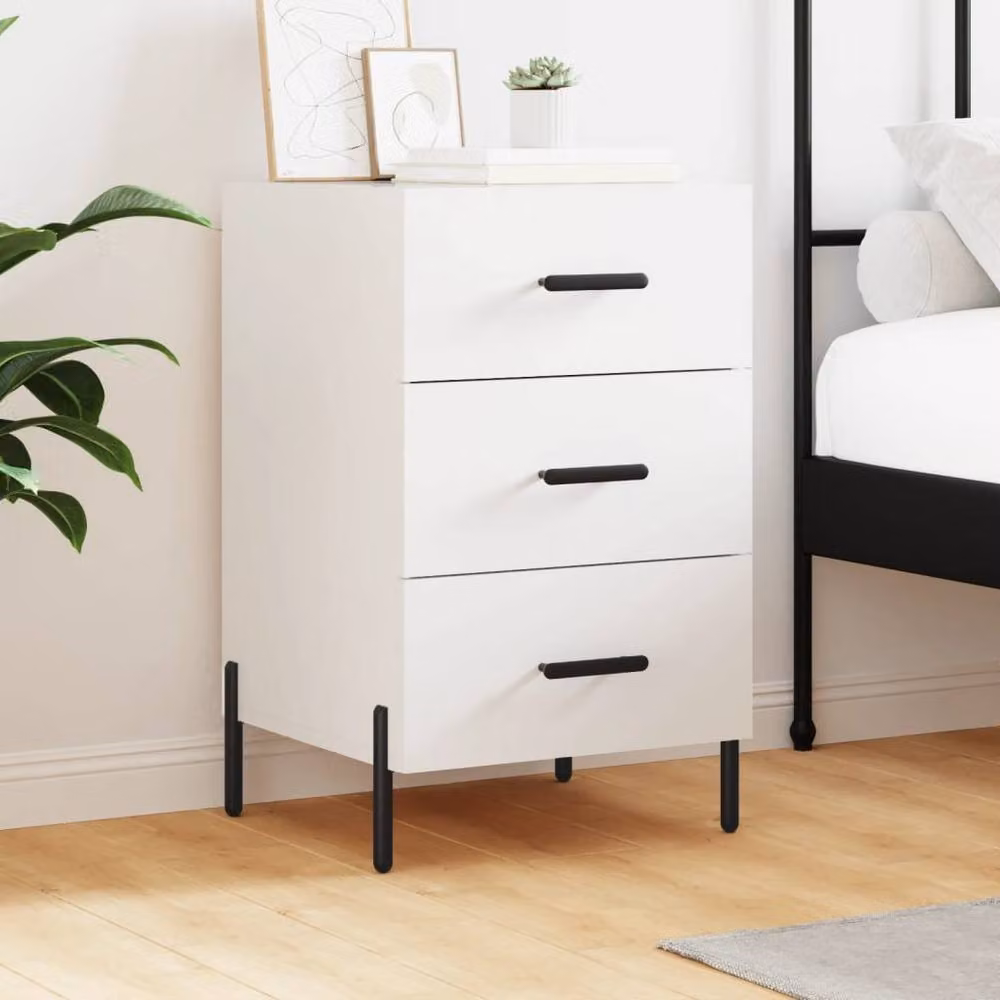 Berkfield Home White Modern Bedside Cabinet W/D/H: 40 x 40 x 66 cm – 2