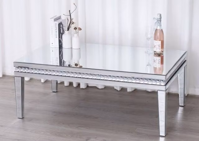 Comfy Living Ltd Rectangular Silver Glass Coffee Table – 1