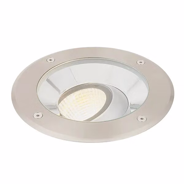 Netlighting Hoxton Outdoor LED Recessed Ground Light, 16.5W, 3000K Warm White, Brushed Stainless Steel in Grey – 2