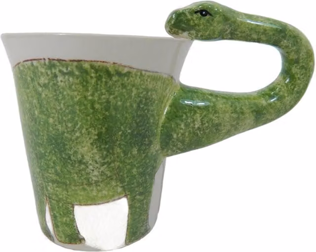 Diplo Diplodocus Ceramic Mug in White and Green