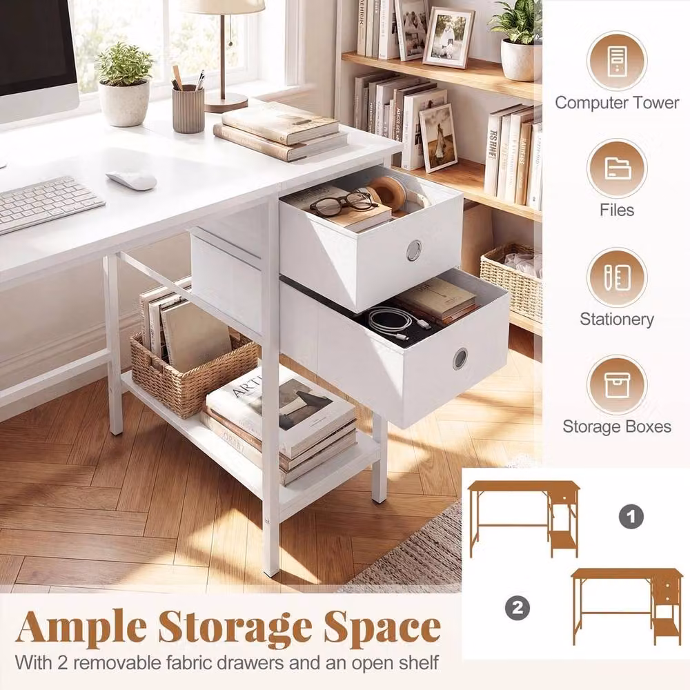 VOGREX Modern White Computer Desk for Home Office – 4