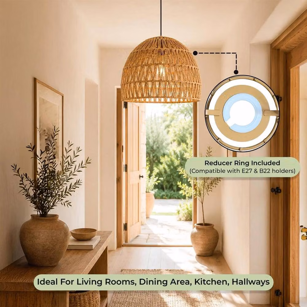 Kelvenix Brown Woven Dome Light Shade with Scandinavian Design – 4