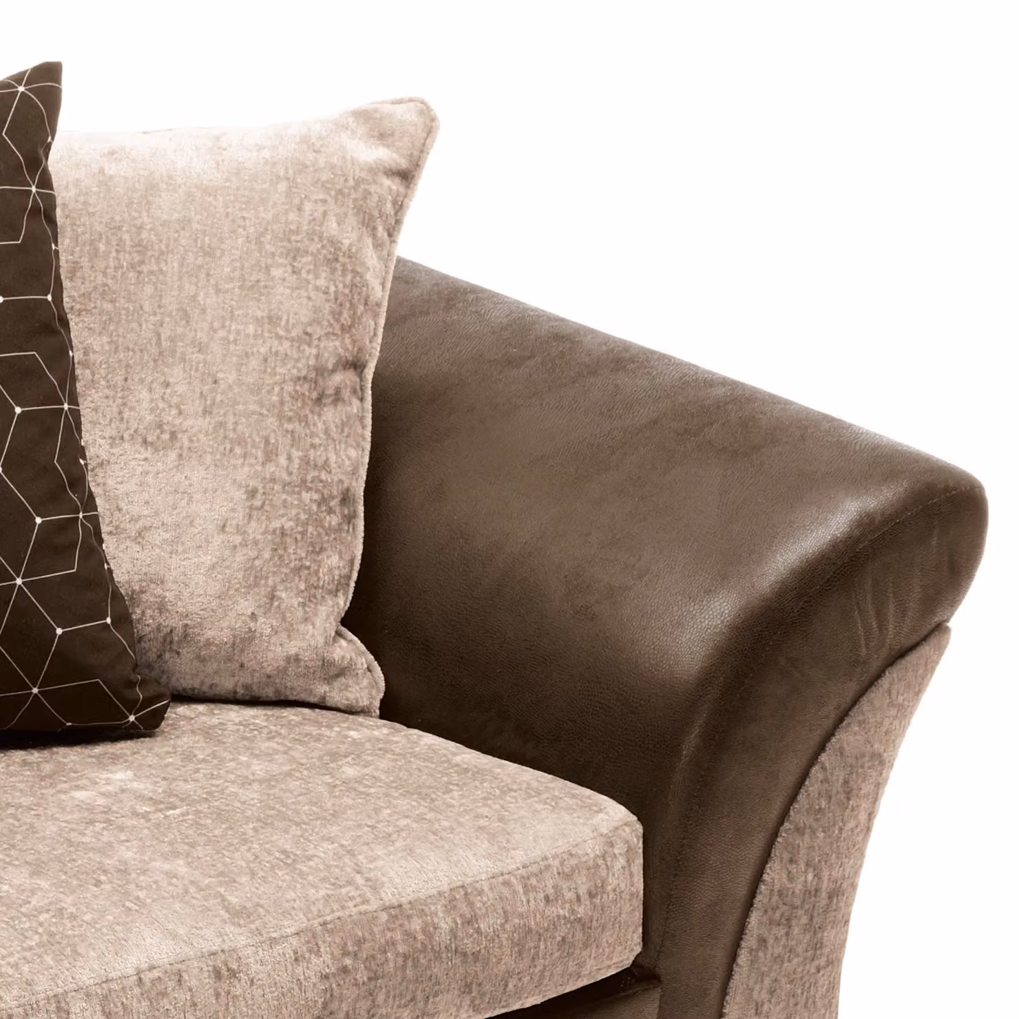 Abakus Direct Farrow 3 Seater Chenille Fabric Sofa in Brown and Beige – 4