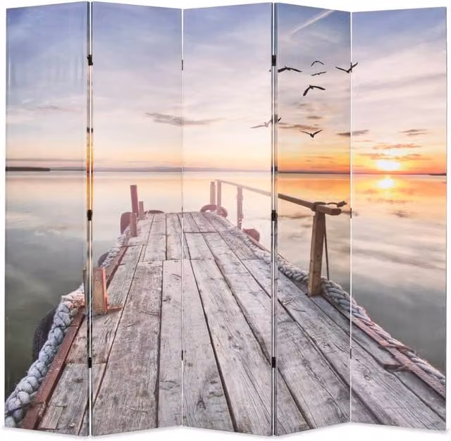 Berkfield Home Folding Room Divider, Maritime Multicolour, W: 200 cm, H: 170 cm