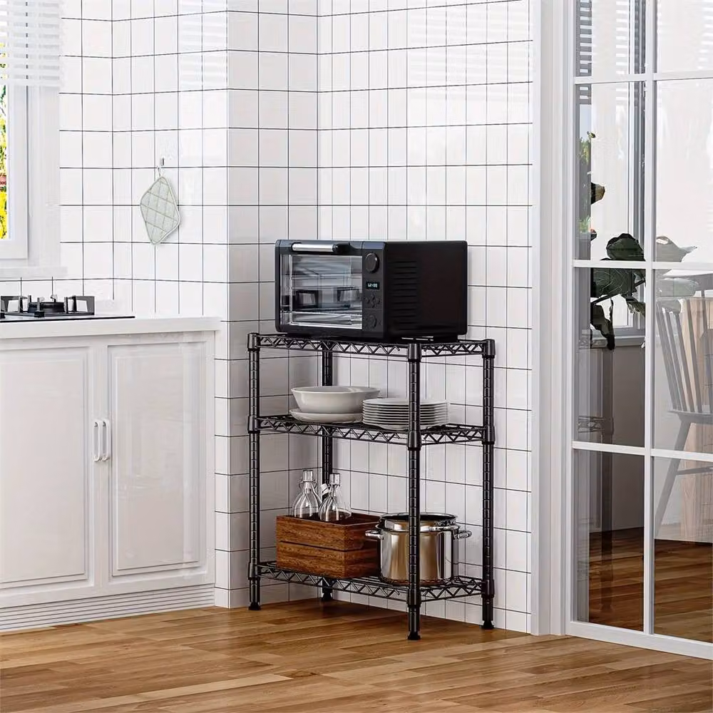 Nordara 3-Tier Metal Utility Storage Shelving Unit in Black – 1