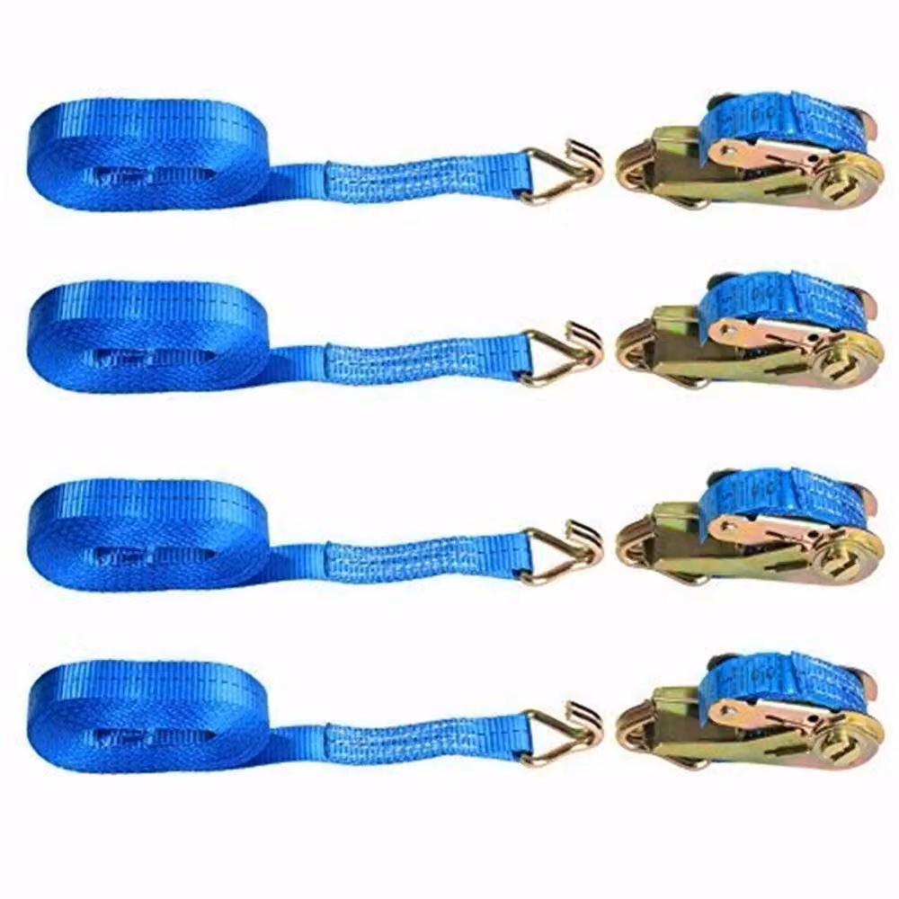 Kelvenix 4-Piece Blue Ratchet Tie Down Straps, 25mm x 5m, 1500kg Heavy Duty Lashing Belts – 5