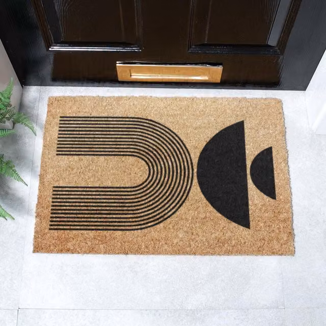 Artsy Mats Abstract Half Moons Design Doormat in Black and Multicolour, W: 60 cm, D: 40 cm