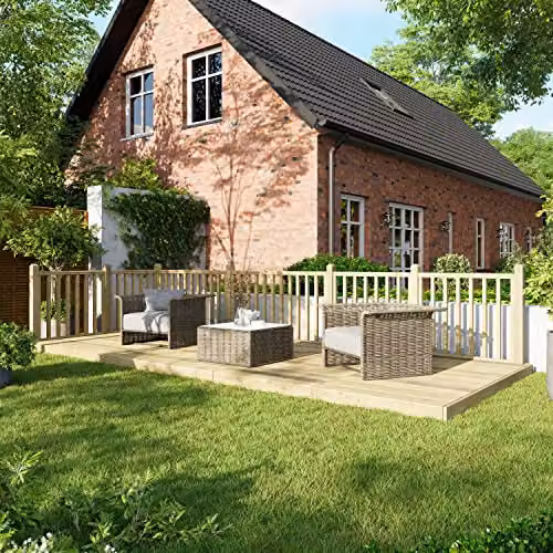Powersheds Premium Wooden Decking Kit with Hand Rails in Brown