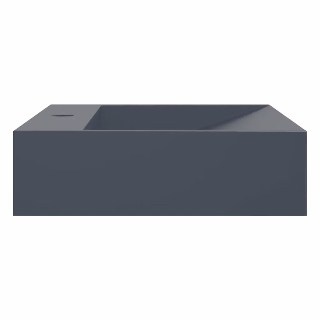Berkfield Home Rectangular Mineral Cast Wash Basin in Anthracite Black, W/D/H: 60 x 38 x 11 cm – 2