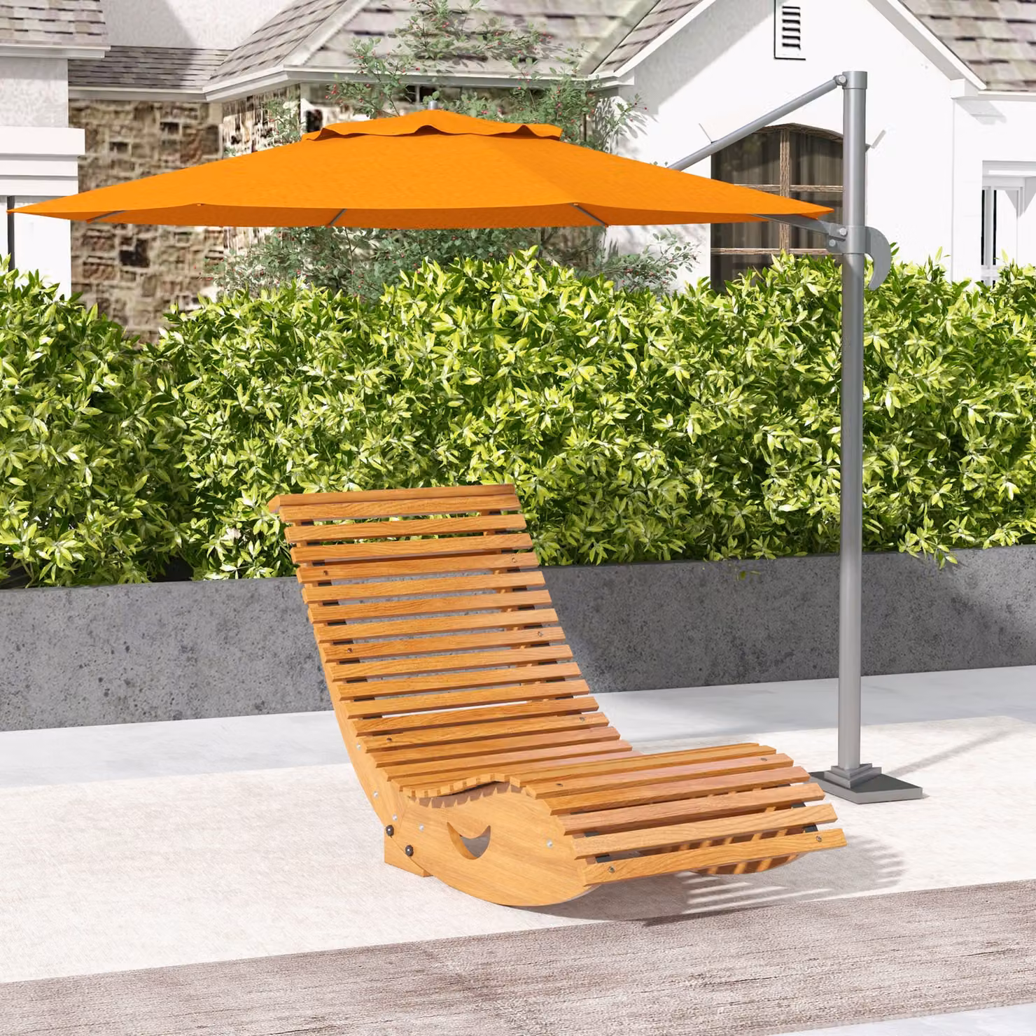 Outsunny Waterproof Teak Wooden Rocking Chair in Brown, W/D/H: 60 x 60 x 130 cm – 2
