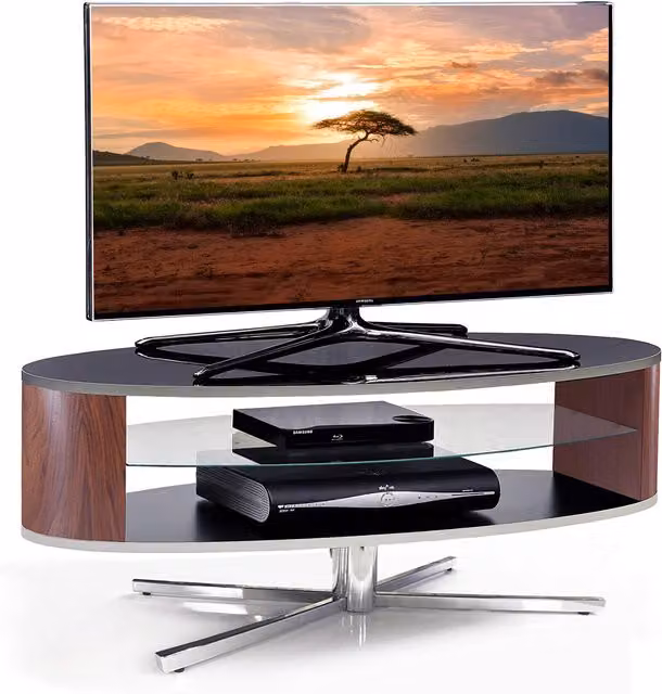 MDA Designs Orbit TV Cabinet with Elliptic Sides in Black Walnut, W/D/H: 110 x 38 x 41 cm