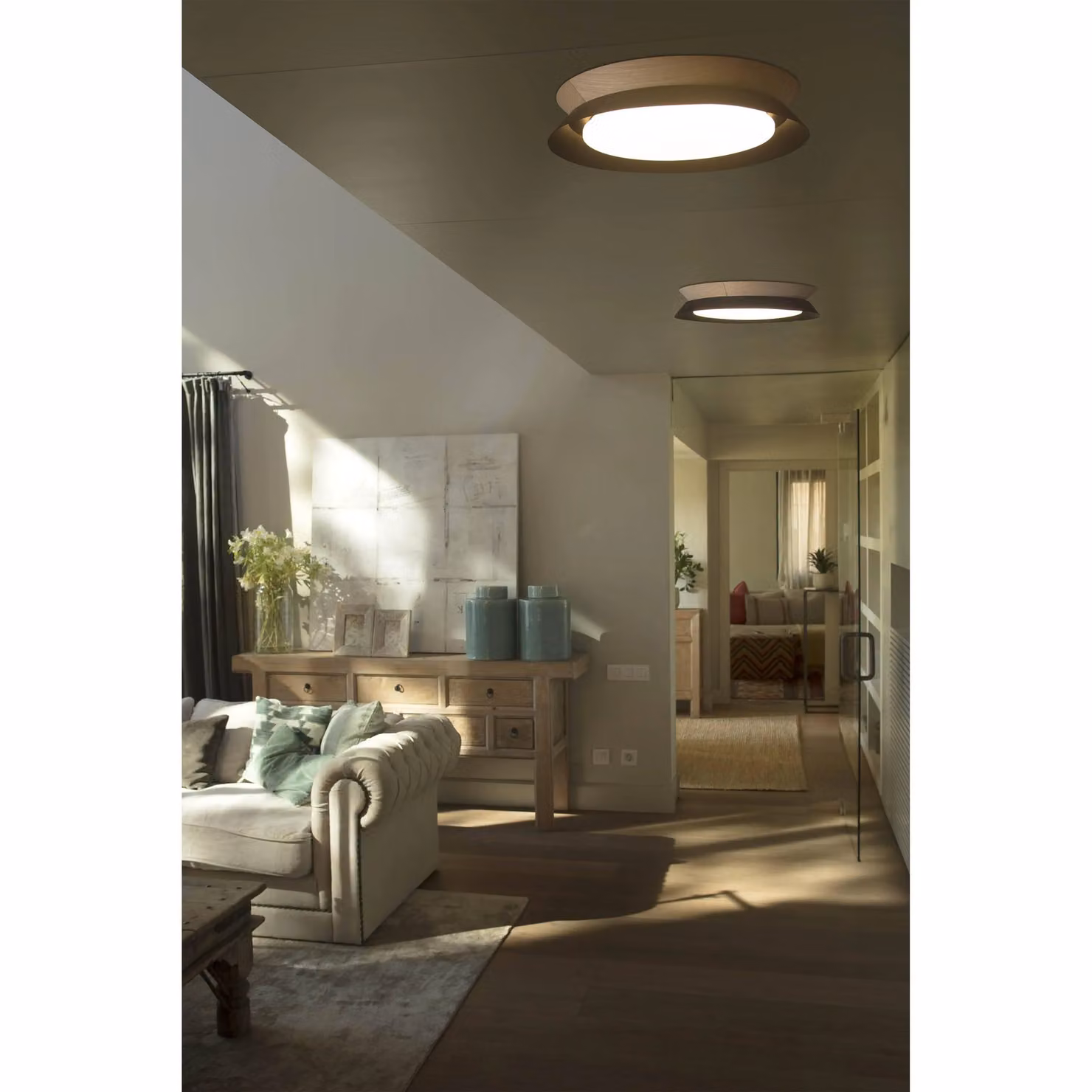 FARO BARCELONA Modern LED Ceiling Light in Black with Wood Details, 24W, 3000K Warm White – 5
