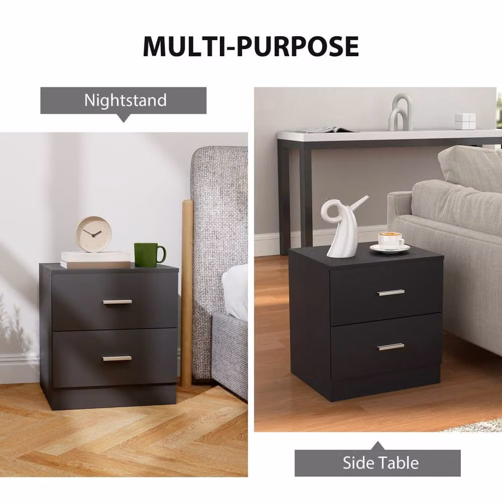 Wyld Haus Rapa Raka Black 2 Drawer Bedside Table – 5