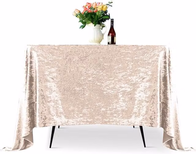 Neel Blue Diamond Pink Velvet Square Tablecloth, W/D/H: 228.6 x 228.6 x 228.6 cm