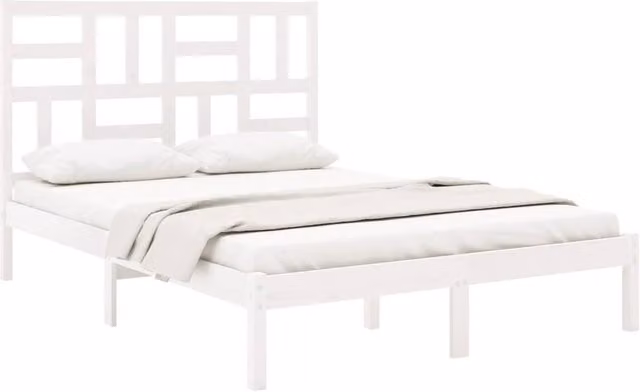 Berkfield Home Beautiful White Solid Wood Pine Bed Frame W/D/H: 200 x 140 x 146 cm – 1
