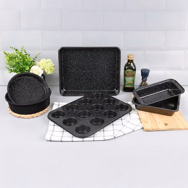 Durastone 6 Piece Non-Stick Carbon Steel Baking Set, Black
