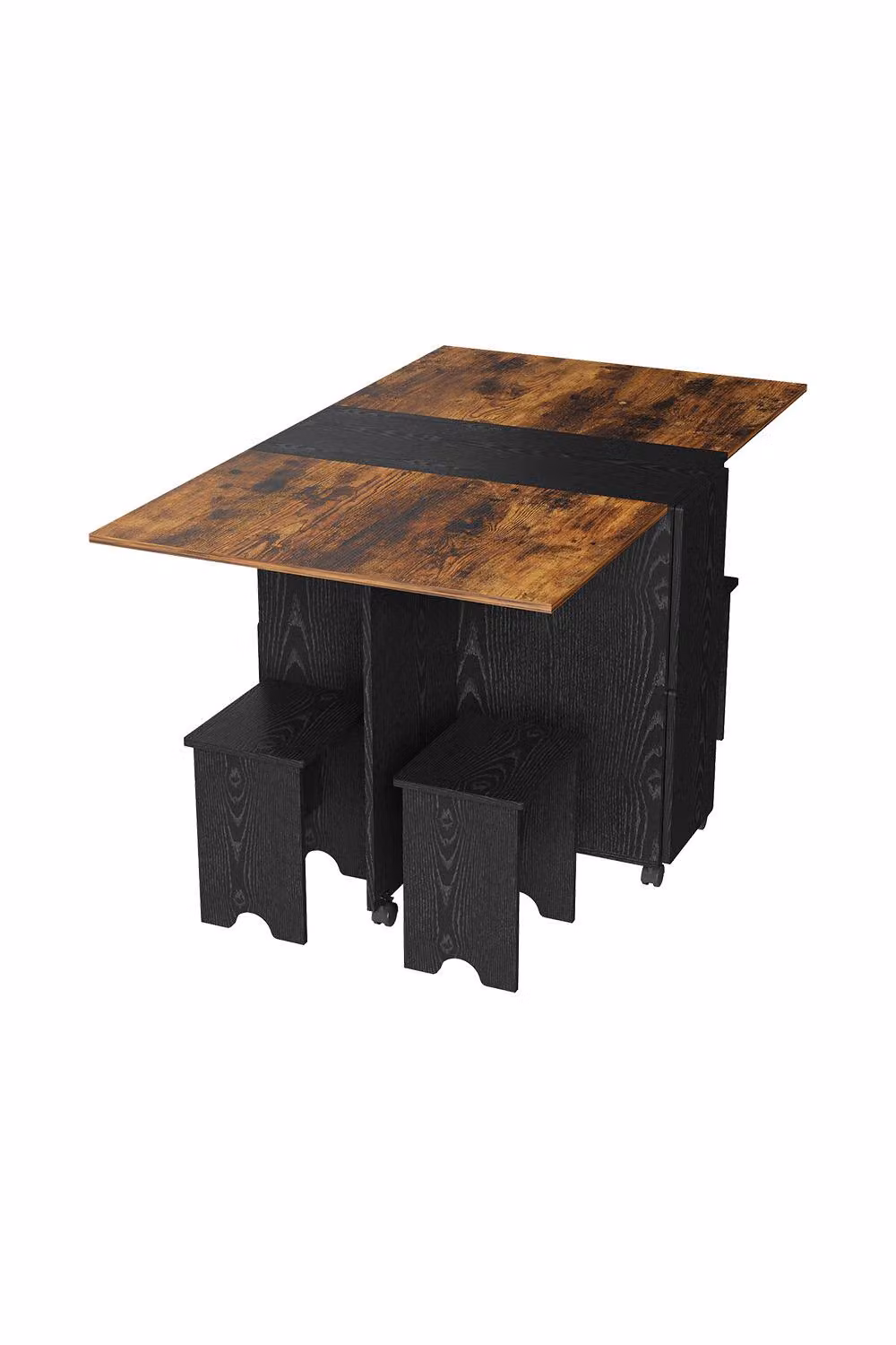Garden Sanctuary Modern Folding Dining Table Set with 4 Stools in Brown – 3