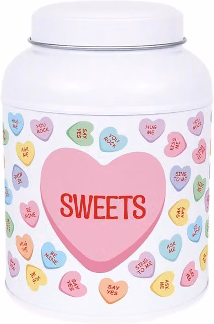 Purely Home Multicoloured Metal Heart Candy Sweets Canister with Domed Lid