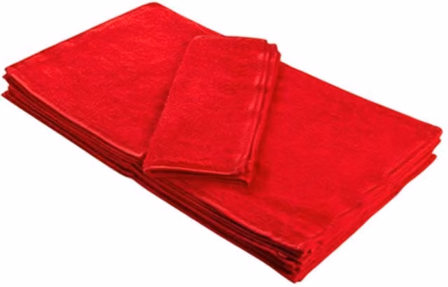 ARTG Red Fluffy Cotton Terrycloth Guest Towel with Border