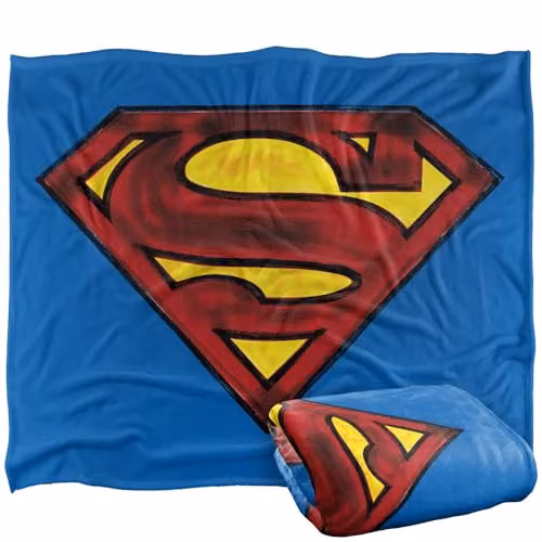 Warner Bros. Superman Charcoal Shield Super Soft Fleece Throw Blanket, Grey/Multicolour, W: 127.0 cm, D: 152.4 cm