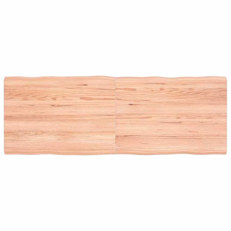 Berkfield Home Light Brown Live Edge Solid Oak Table Top W/D/H: 140 x 50 x (2-4) cm