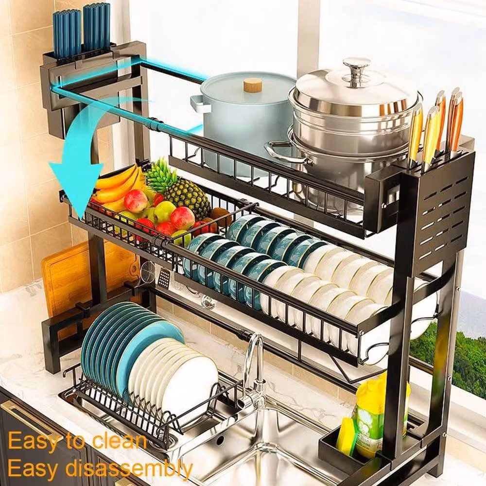 Kelvenix 2 Tier Over The Sink Dish Drying Rack in Black – 5