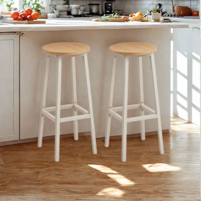 Pirlo Plush Set of 2 Rustic Oak Kitchen Counter Height Breakfast Bar Stools