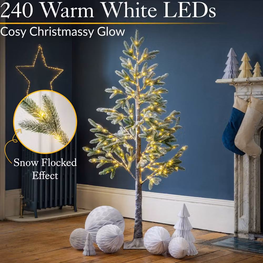 Christow 5ft Sparse Artificial Christmas Tree with 240 Warm White Micro LEDs in Green – 2