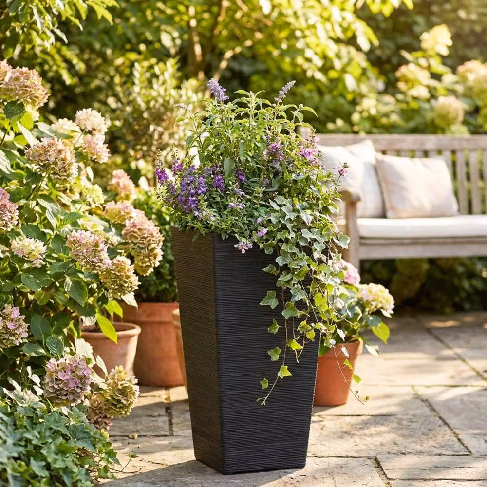Nicoman Avondale Seagrass Black Tall Square Rubber Planter, 2 Pack, W/D/H: 33 x 33 x 61 cm – 7