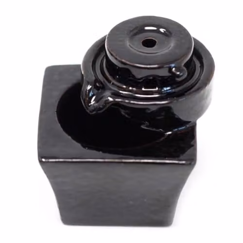 KDMD Black Ceramic Back Flow Incense Burner with Round to Square Design – 1