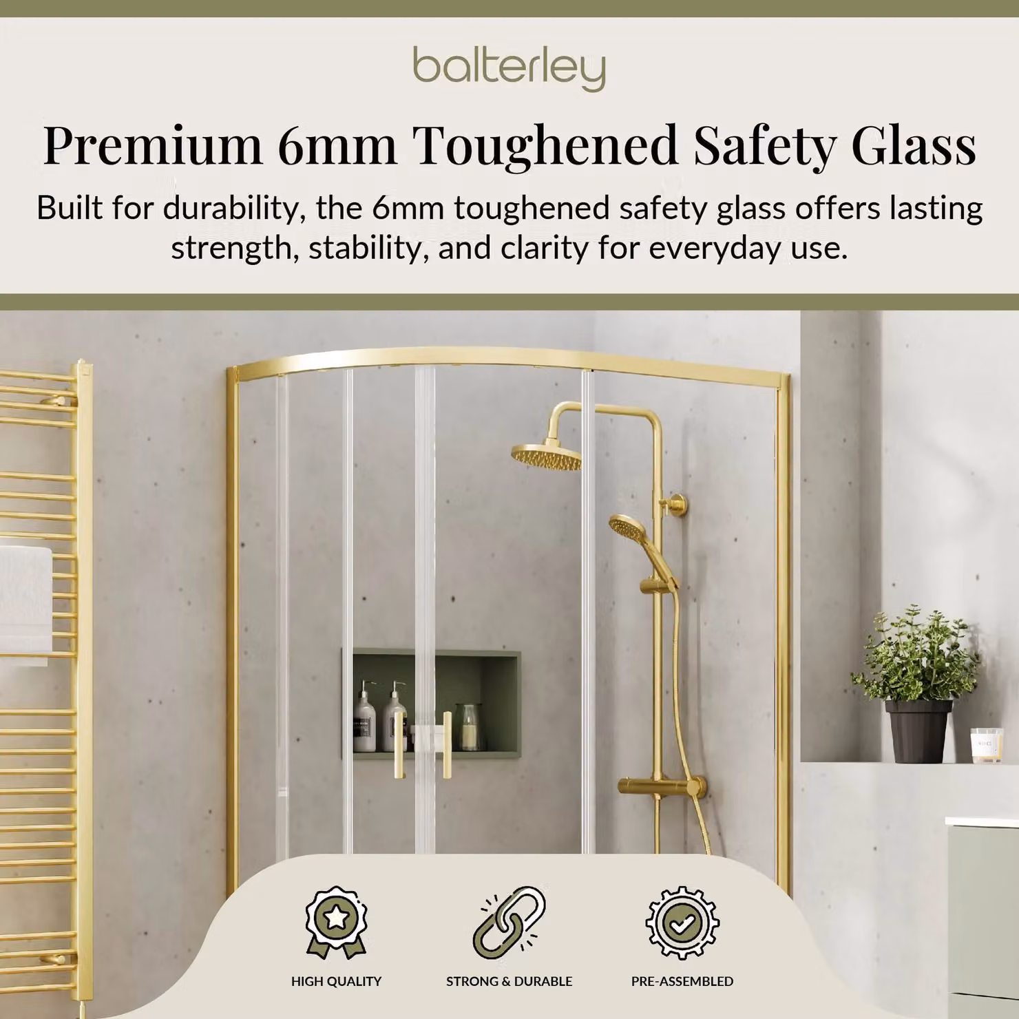 Balterley Offset Quadrant Corner Shower Enclosure, Gold – 3