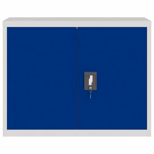 vidaXL Modern Metal File Cabinet in Grey and Blue with Lock and Adjustable Shelves, W: 90 cm, D: 40 cm, H: 70 cm – 3